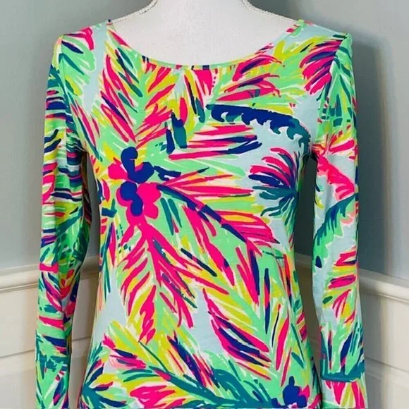 Lilly Pulitzer Marlowe Boat Neck Shift Pima Cotton Dress Green Multi XS - Picture 3 of 11
